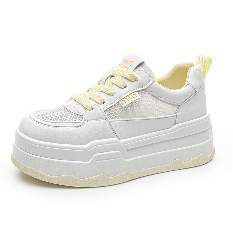 Women's Platform White Mesh Breathable Fashion Lightweight Casual Shoes