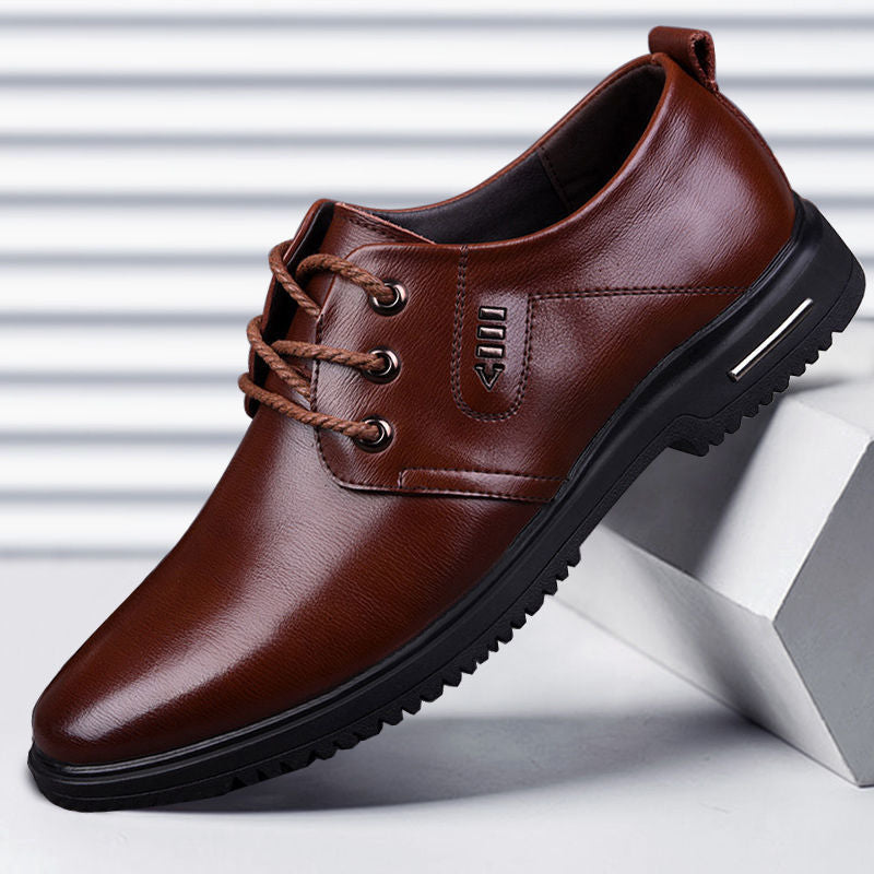 Men's Soft Cowhide Breathable Bottom Green Business Leather Shoes