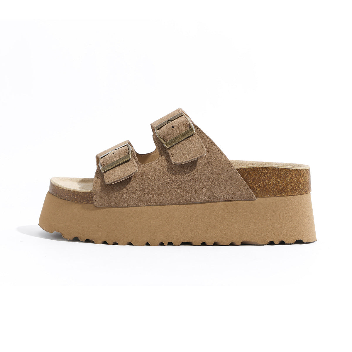 Women's High-rise Beach Retro Double Buckle Short Slippers