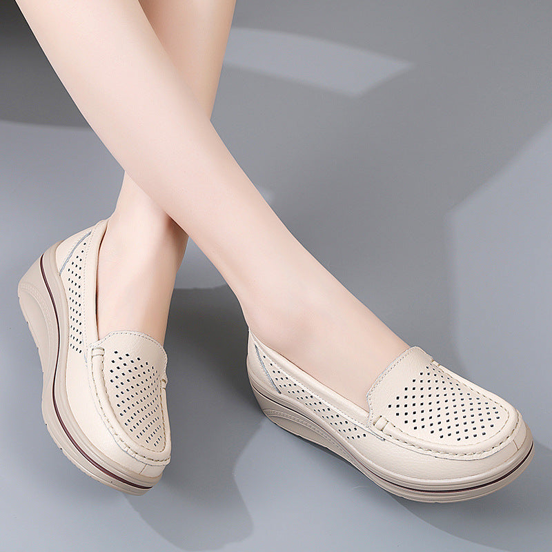 Women's Genuine Wedge Pumps Platform Shake Plus Size Casual Shoes