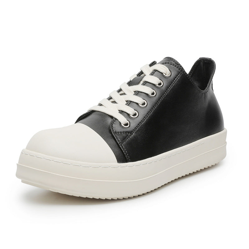 Men's Black Board Height Increasing Couple Commuter Leather Shoes