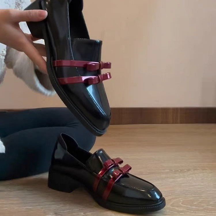 Women's Style Authentic Slip-on Commuter French Bow Chunky Loafers