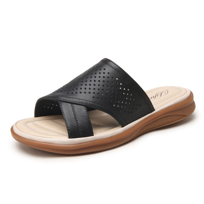 Women's Soft Bottom Mom Summer Hollow Flat Flip-flops Sandals