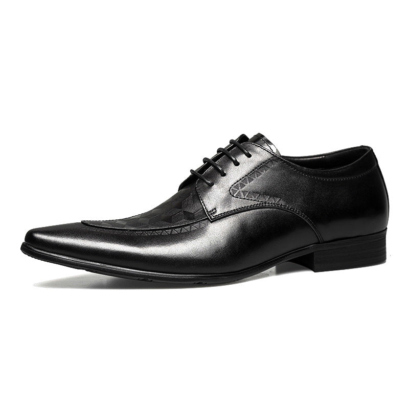 Men's Business Formal Wear First Layer Cowhide Pointed British Style Leather Shoes
