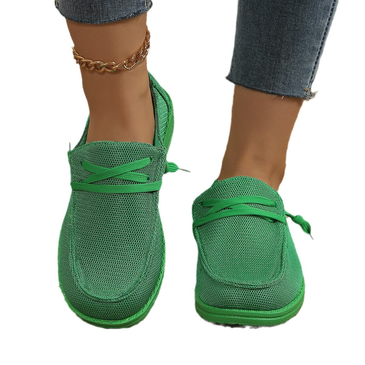 Women's Lace Up Flat Oversized Slip-on Casual Shoes