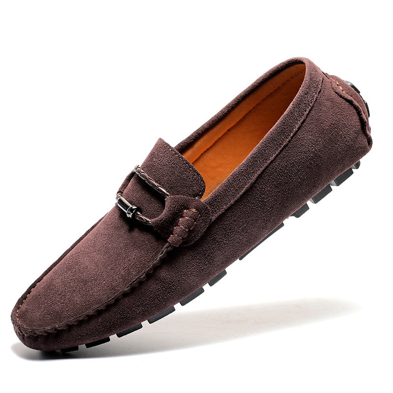 Men's Belt Buckle Leisure Slip On Suede Casual Shoes