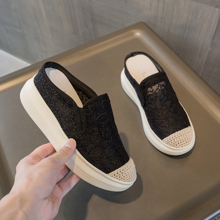Women's Summer Lace Mesh Breathable Lightweight Small Slippers