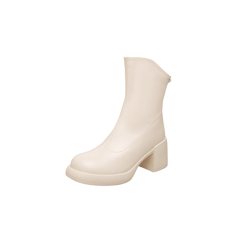 Women's Send Korean Ankle Small White Round Boots