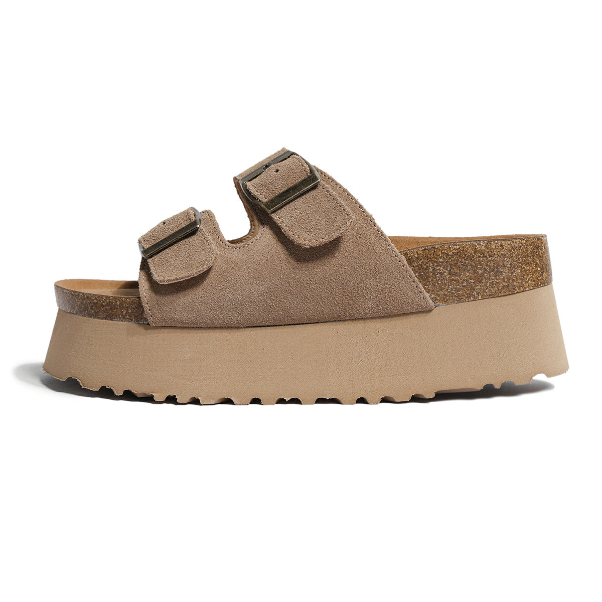 Women's Sier Thick Bottom Beach Retro Double Buckle With Slippers