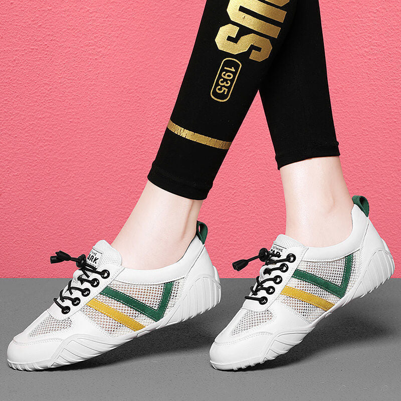 Women's Gold Silk Rabbit Genuine White Soft Sneakers