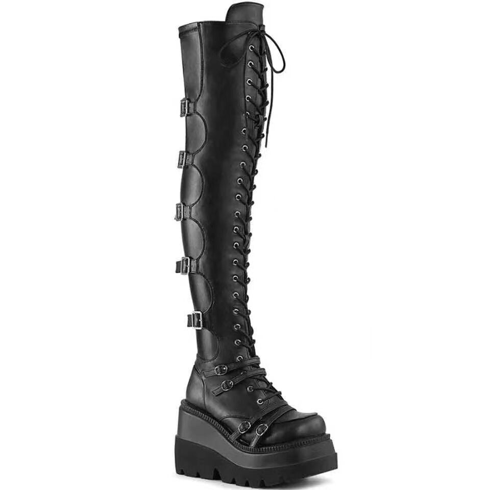 Over The Knee Winter Round Toe Wedge Boots