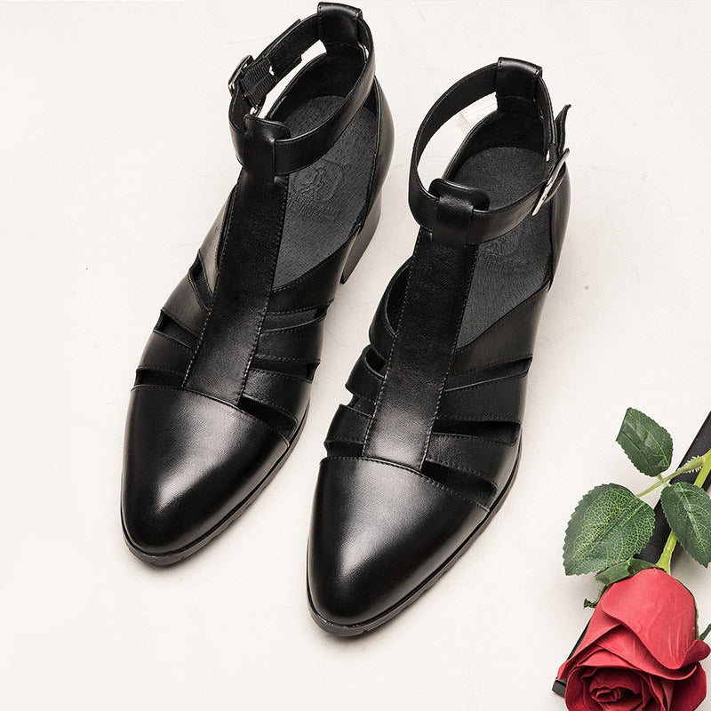 Men's Summer Genuine Pointed Breathable Hollow Fashion Sandals