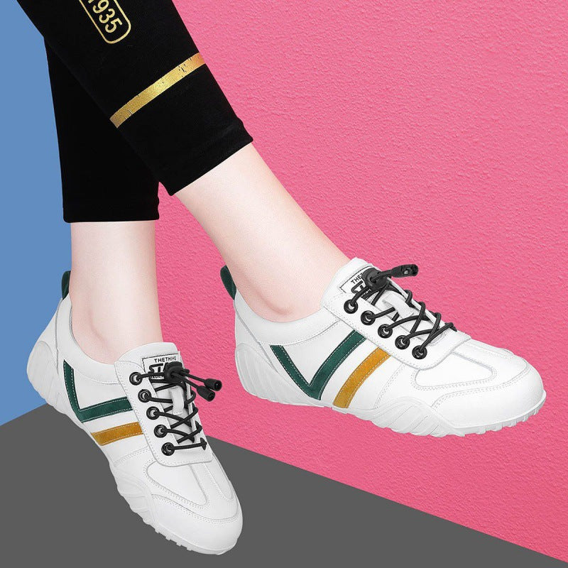 Women's Gold Silk Rabbit Genuine White Soft Sneakers