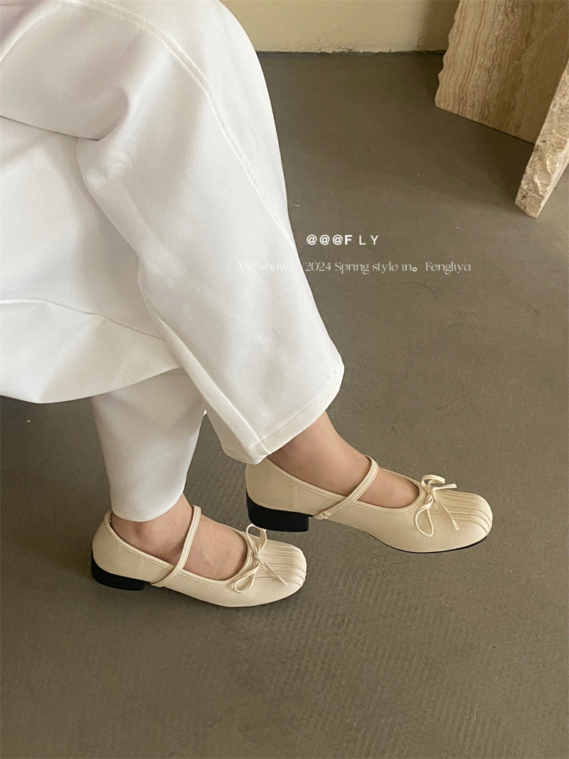 Women's Meet Wrinkled Mary Jane Gentle Sier Square Casual Shoes