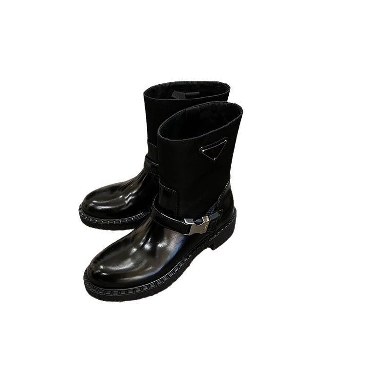 Women's Mom York Avenue Flat Punk Hot With Square Boots