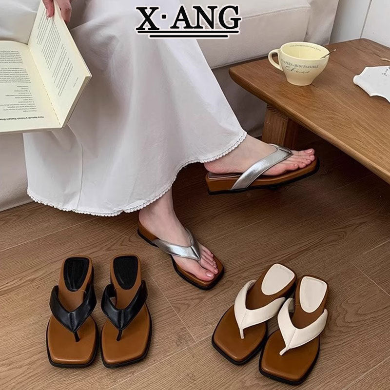 Women's Sheepskin Platform Flip-flops Summer Wear Beach Slippers