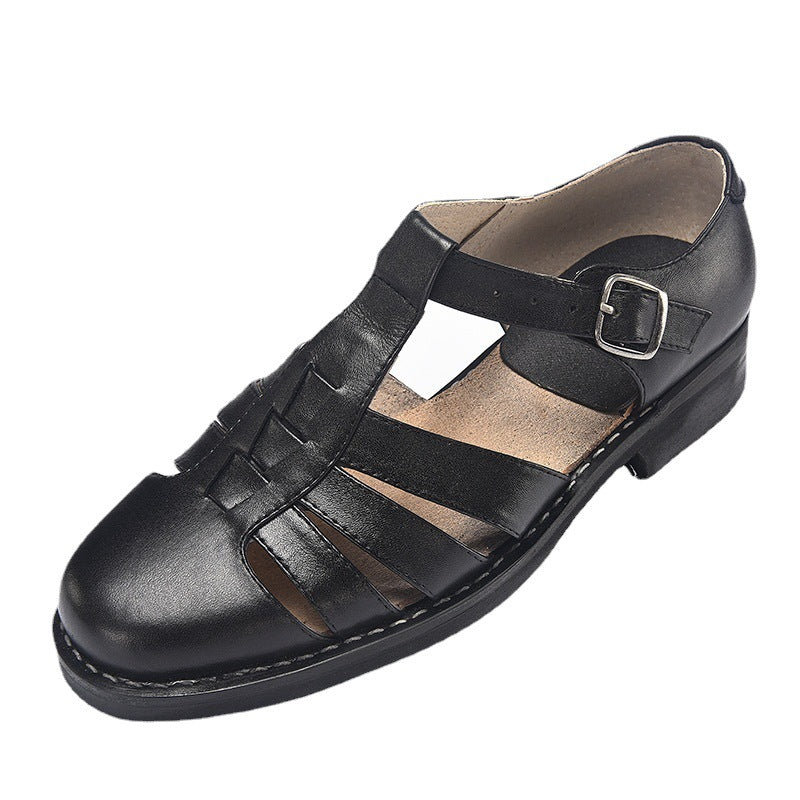Men's Soft Old Three Cowhide Slotted Bottom Sandals