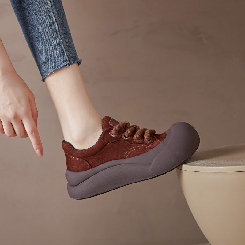 Women's Cute Niche Platform Bread Retro Big Sneakers