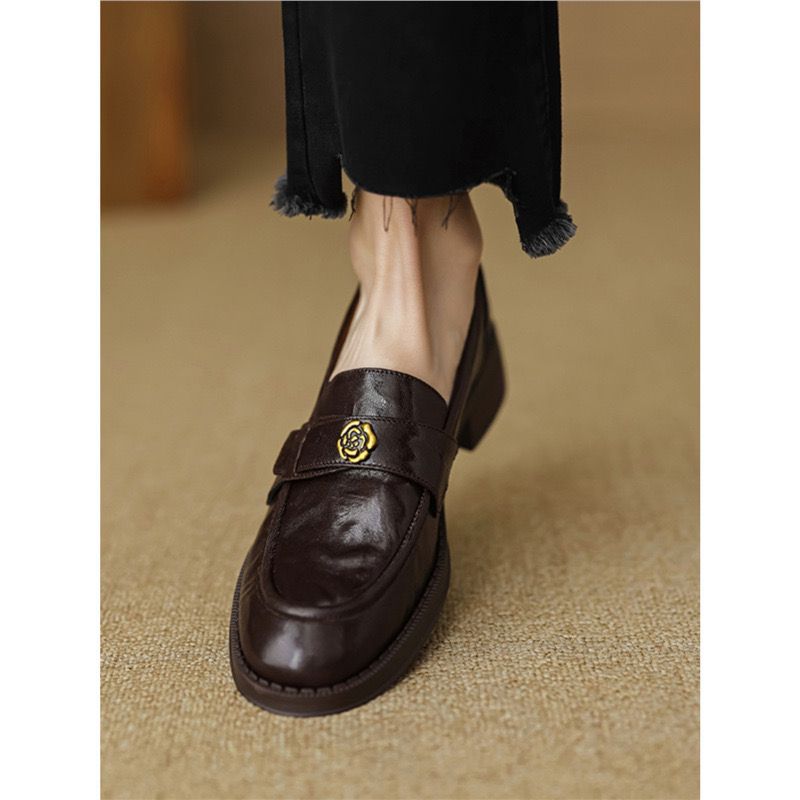 British One Pedal Metal Buckle Platform Loafers