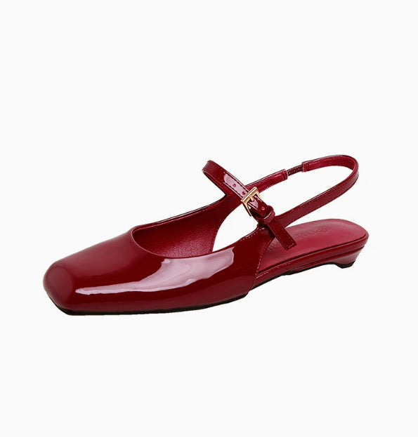 Women's Cowhide Version French Closed Toe Mary Jane Buckle Sandals