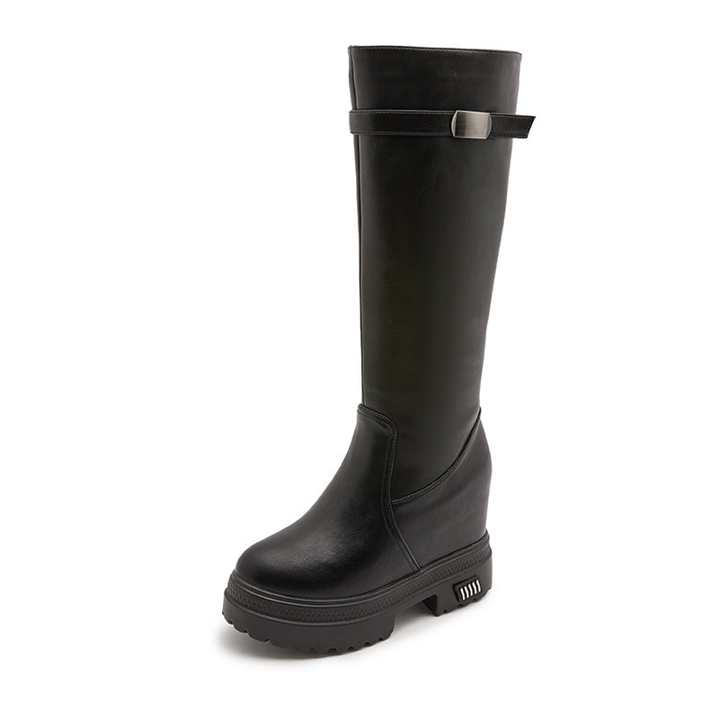 Women's Increasing Insole Knight Black Below The Knee Boots