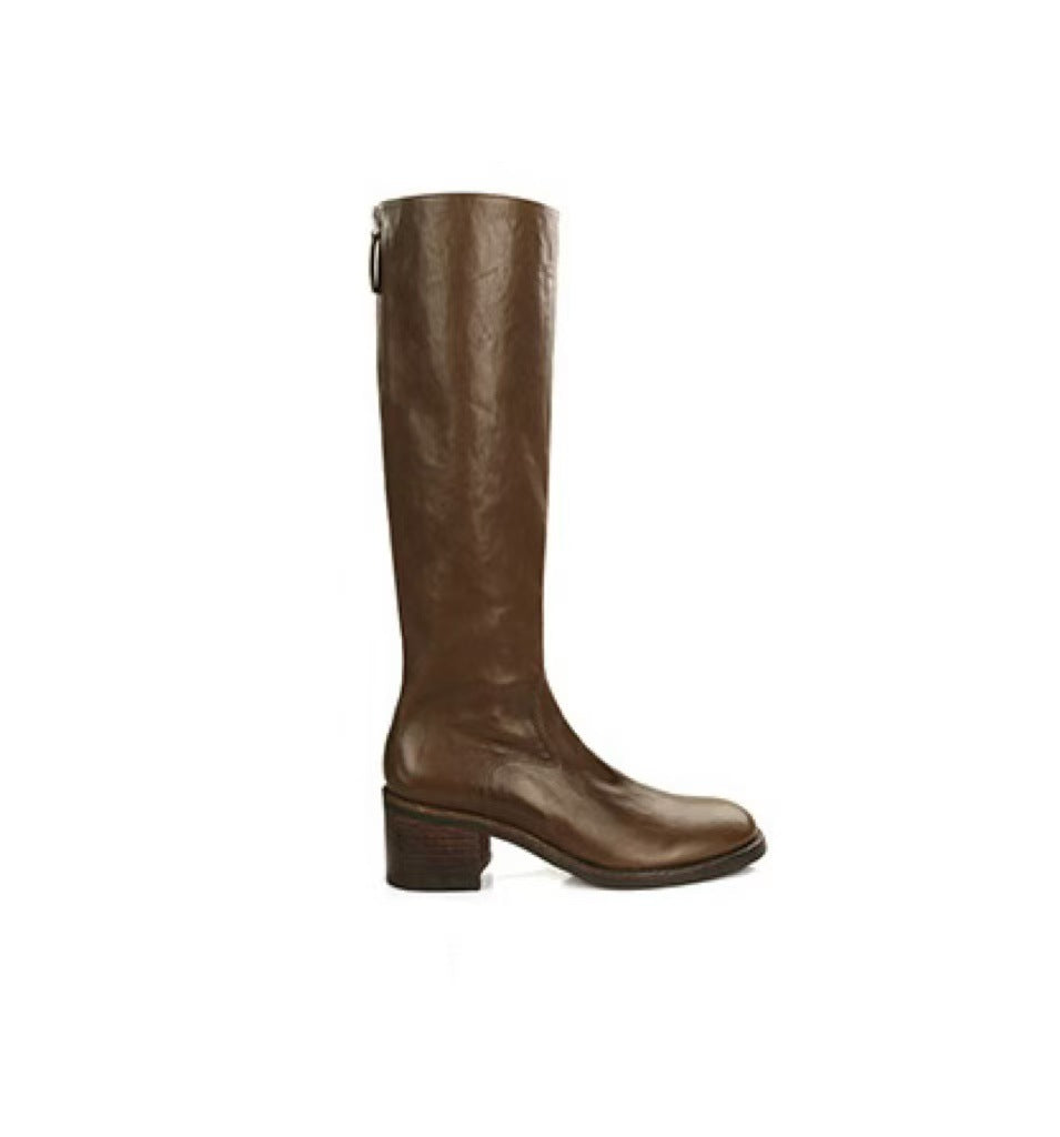 Back Zipper Fashion Slimming Chunky Long Boots