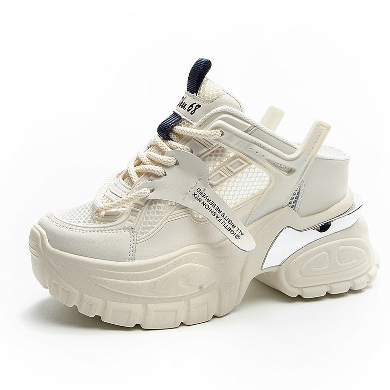 Women's White For Heightened Daddy Summer Breathable Sneakers