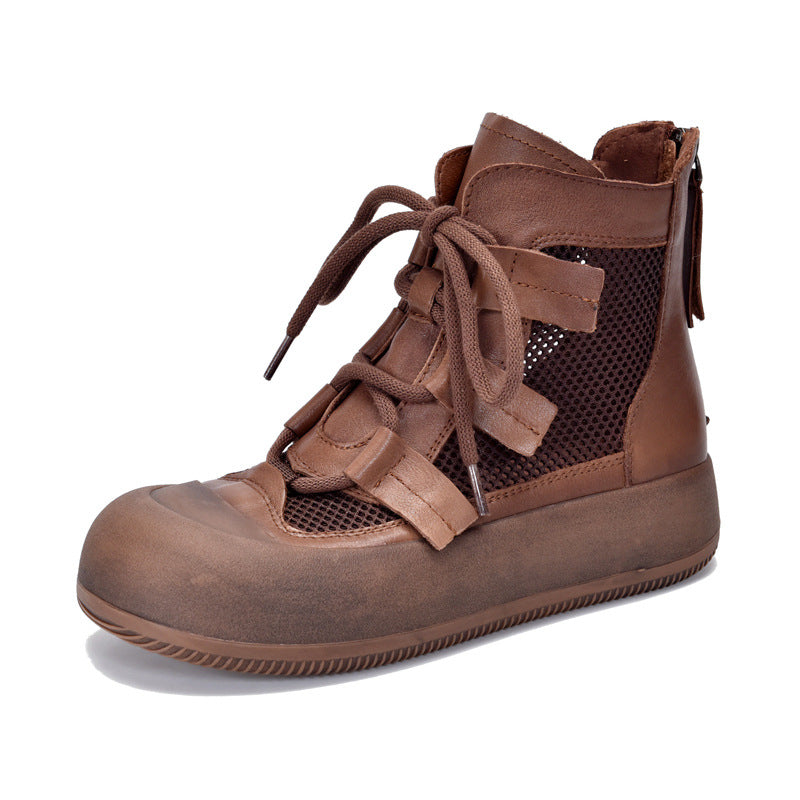 Women's Toe Roman Genuine Platform Mesh Hollow Sandals