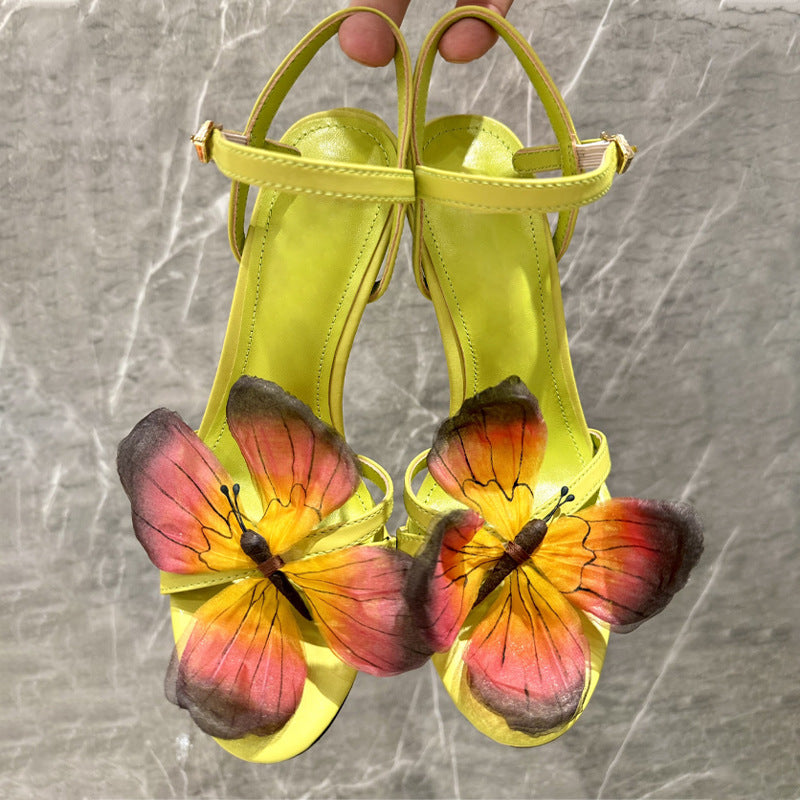 Color Matching Butterfly Ornament Catwalk Show Heels
