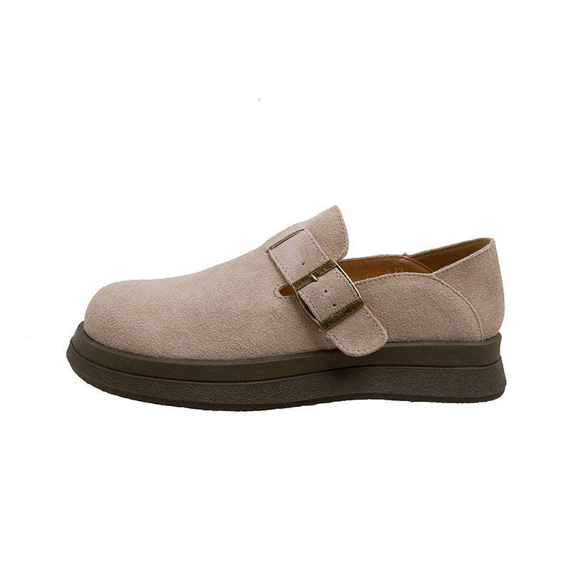 Height Increasing Spring Flat Platform Fishing Slip-on Leather Shoes