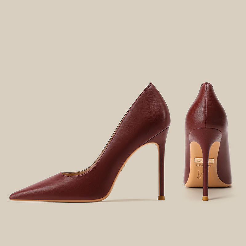 Women's Red Pumps Stiletto Pointed Toe Low-cut High Professional Korean Style Women's Fashion Shoes