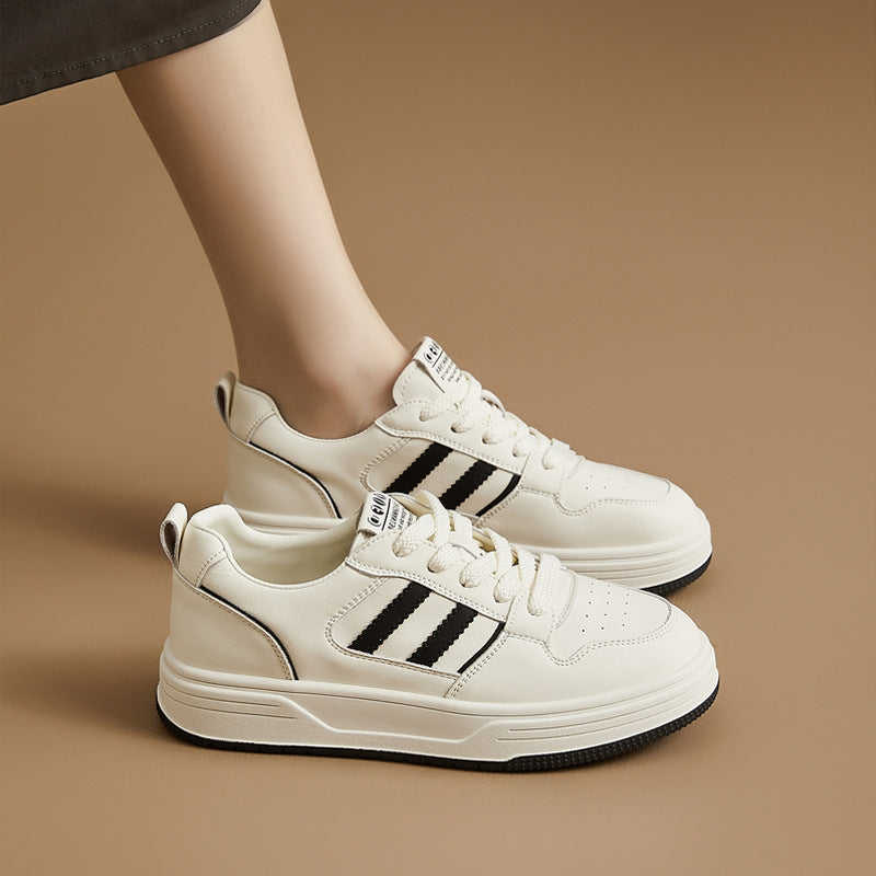 Women's White Autumn Fashion Platform Soft Bottom Sneakers