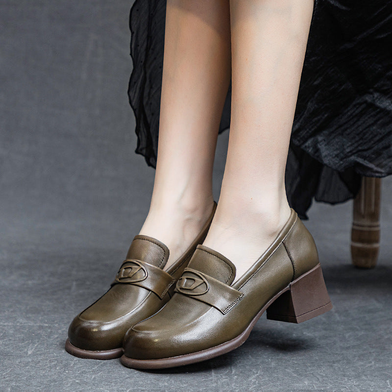 Women's Autumn Thin Thick Mid Soft Bottom Loafers