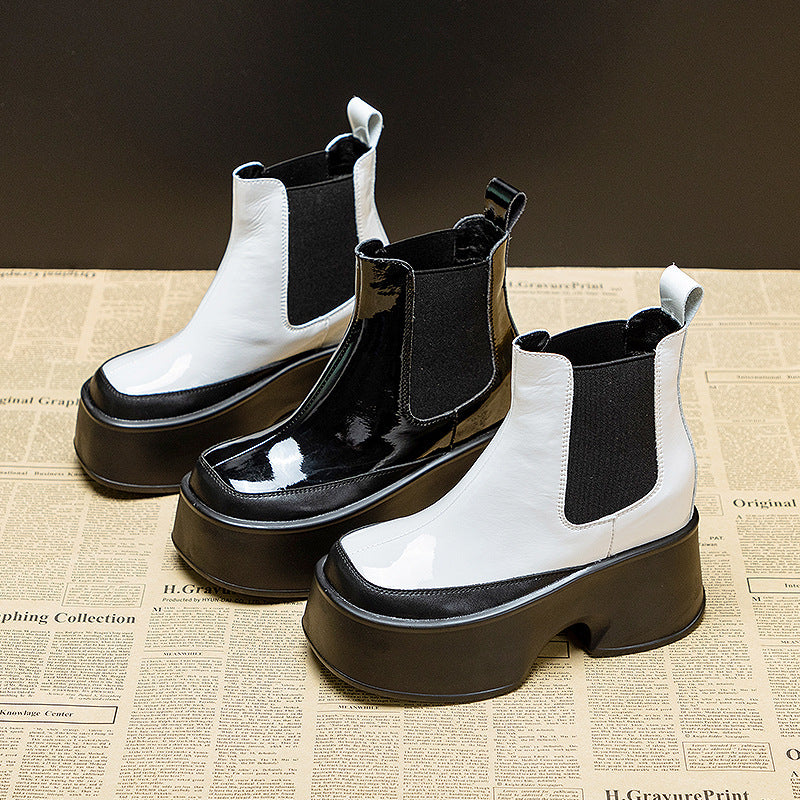 Women's Insole Chelsea Chunky Square Toe Vintage Boots