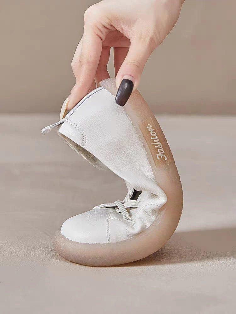 Women's White Summer Versatile Slip-on Lofter Beef Loafers
