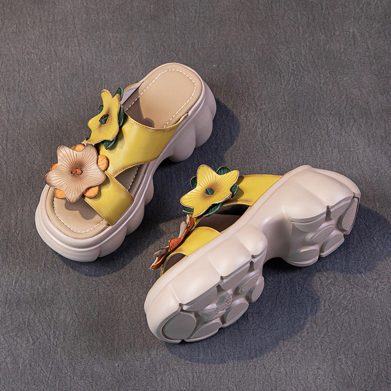 Women's Layer Cowhide For Summer Breathable Ethnic Style Sandals