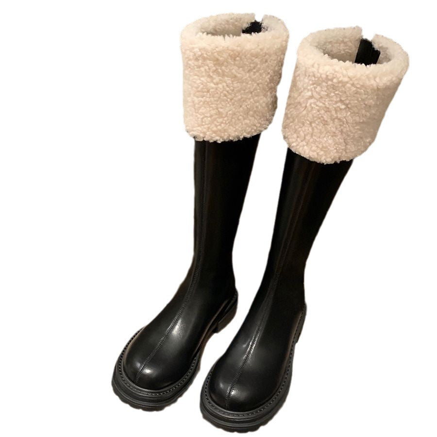 Women's Mom Winter Fleece-lined Fluffy Thick Bottom Snow Boots