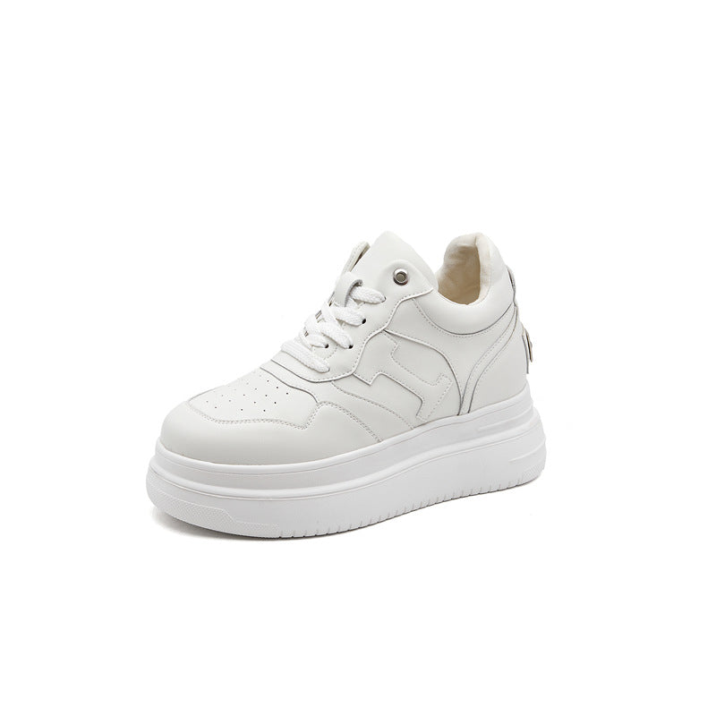 Women's Height Increasing Insole Genuine Platform White Sneakers