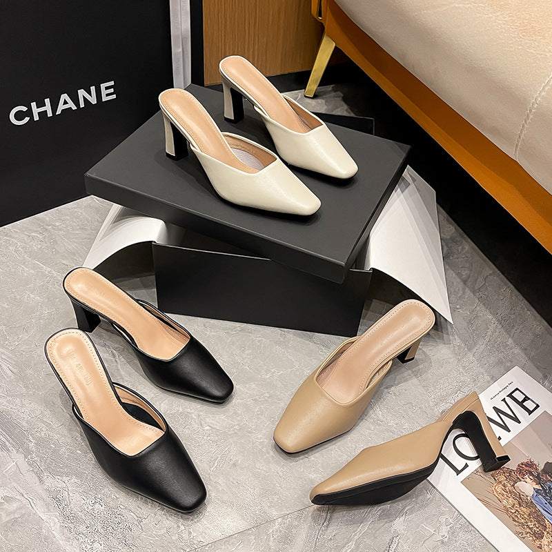 Women's High Authentic Square Toe Half French Heels