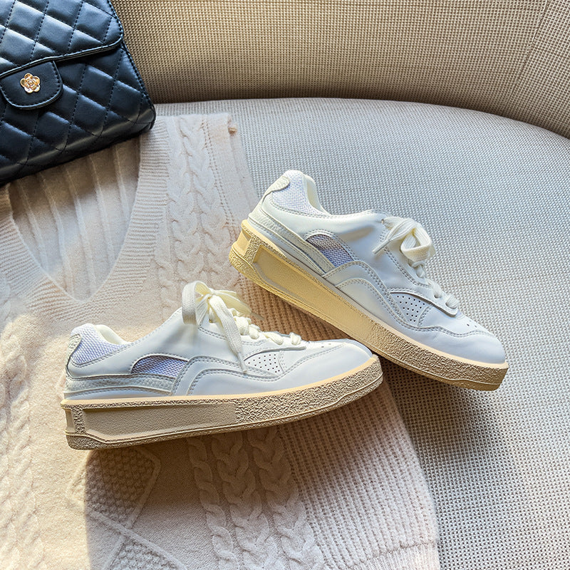 Women's Seoul College Thick Bottom Breathable White Spring Casual Shoes
