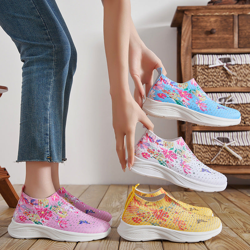 Women's Fashion Flying Woven Mom Color Matching Casual Shoes