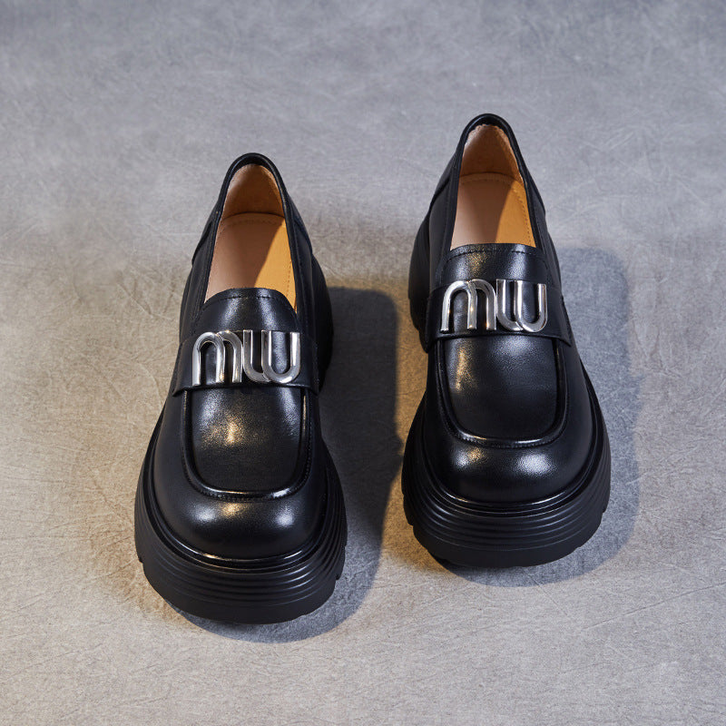 Women's Small Thick Bottom Genuine Retro Muffin Loafers