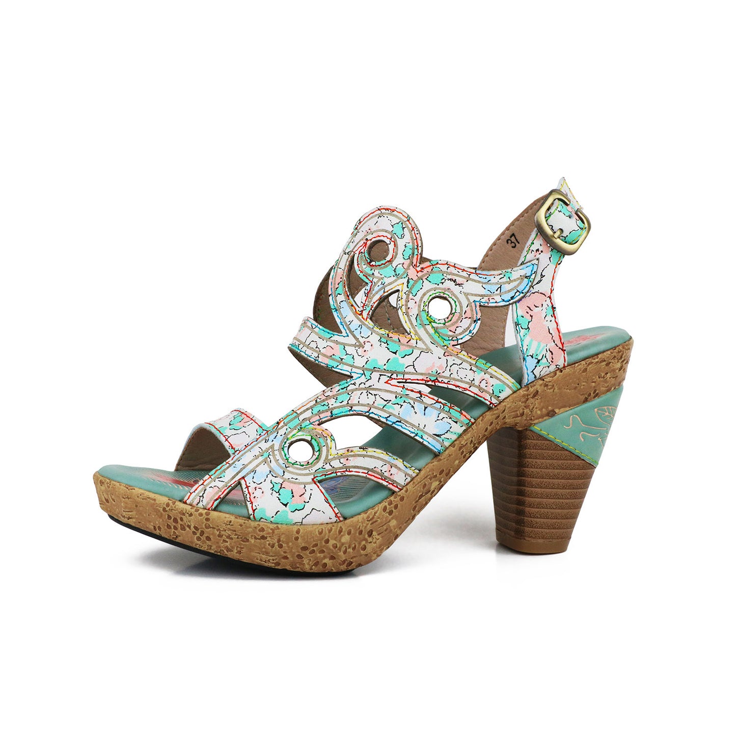 Blue Meng Die Vintage Ethnic Style First Heels