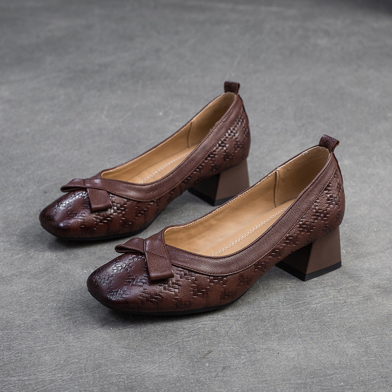 Women's Thick With British Style Pumps Temperament Casual Shoes