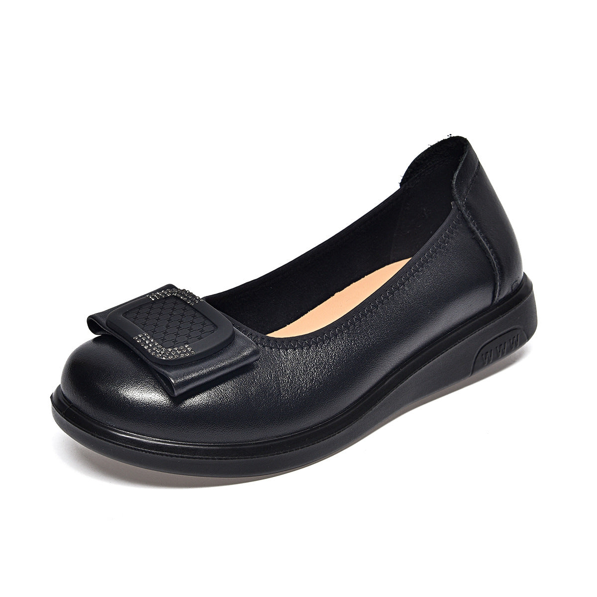 Women's Korean Buckle Low-cut Flat Comfortable Cowhide Loafers