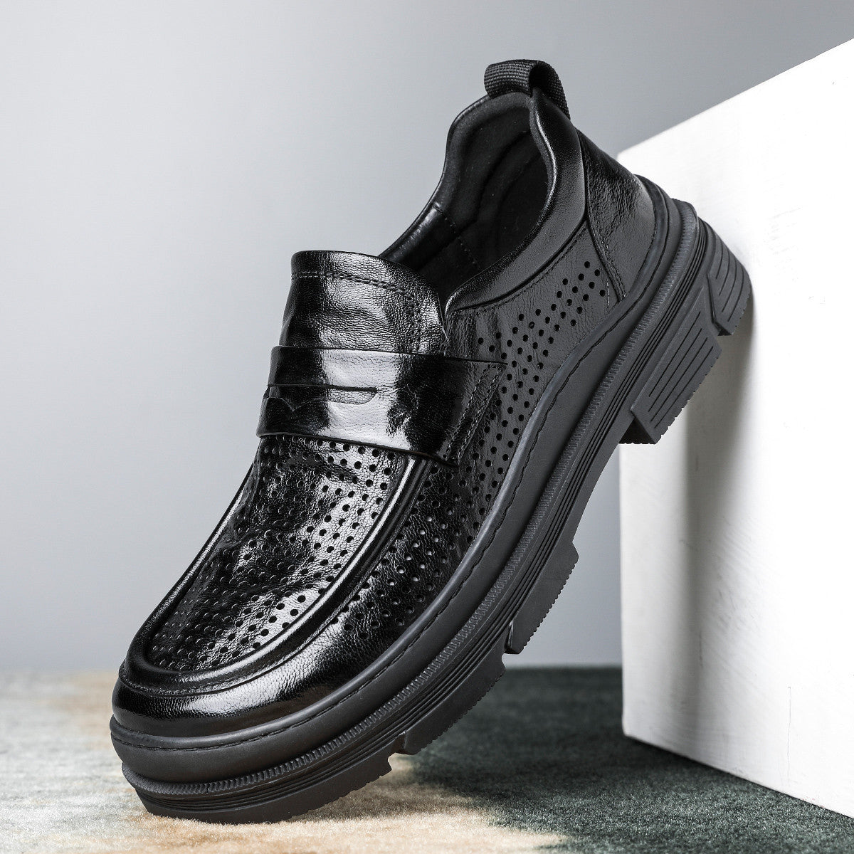 Men's Slip-on British Style Genuine Business Trends High Leather Shoes