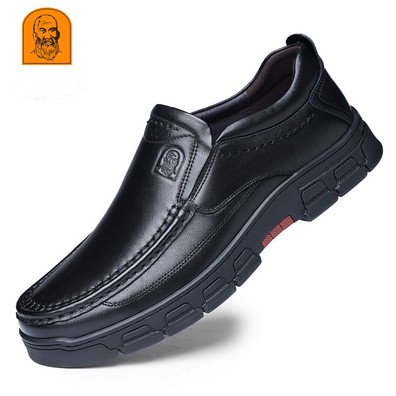 Men's Old Breathable Daily Rubber Sole Soft Leather Shoes