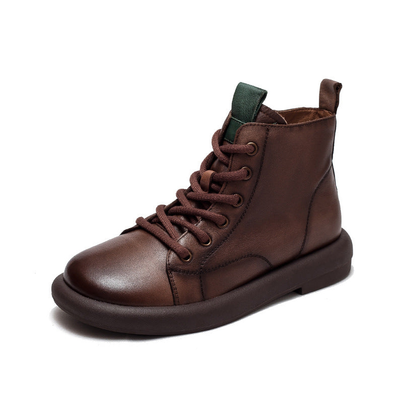 Women's Layer Cowhide Vintage Martin Soft Bottom Boots