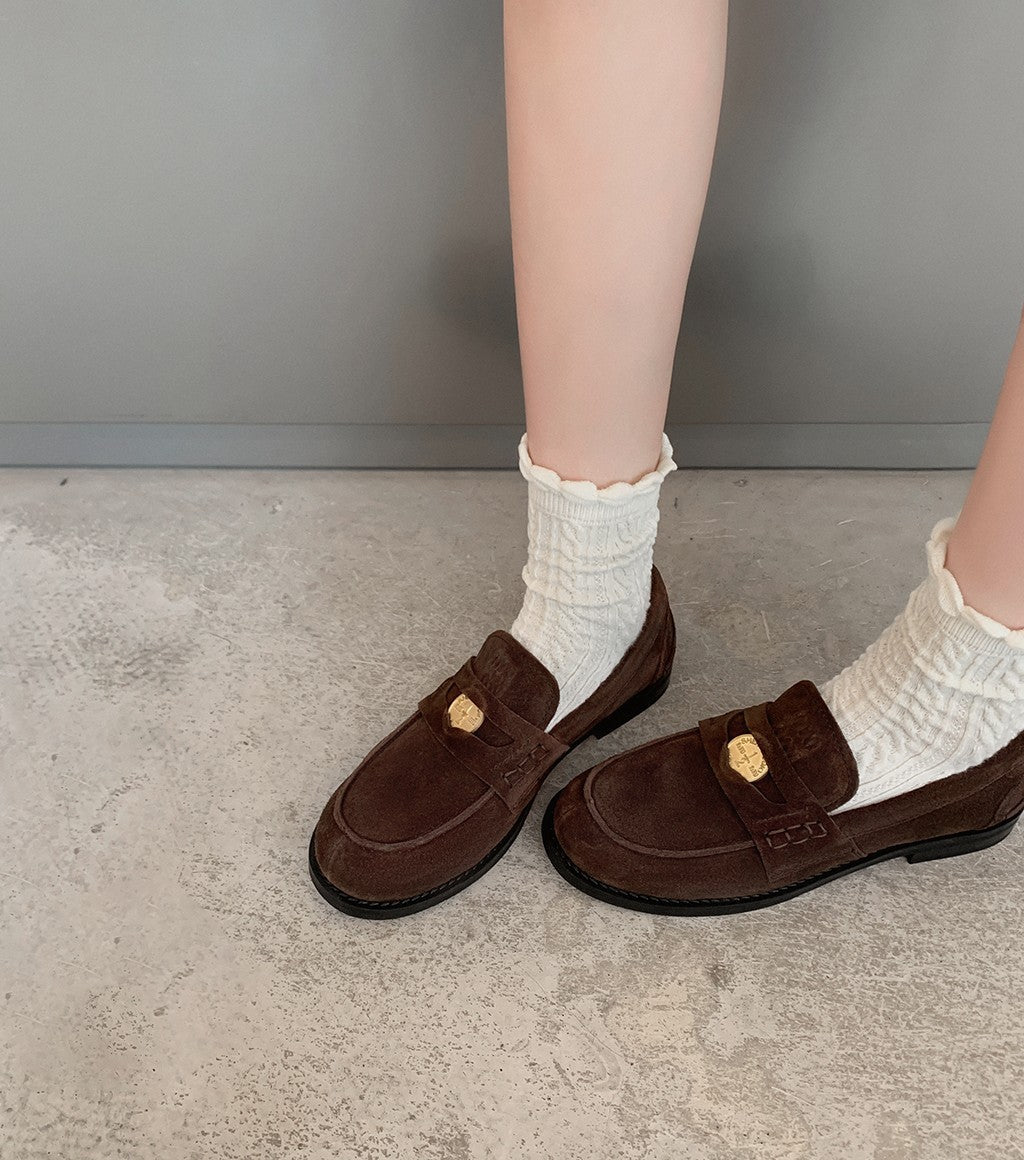 Women's Su Home Small Gold Coin Genuine Loafers