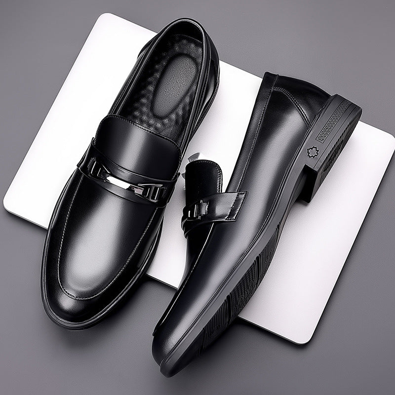 Men's Genuine Black Korean Style British Trend Business Sports Formal Casual Shoes